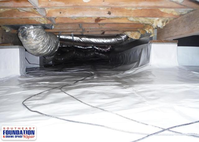 Having the crawl space encapsulated with the CleanSpace Crawl Space Encapsulation System creates a barrier in the crawl space that will prevent problems such as mold and wood rot.