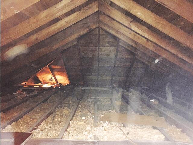 The attic prior to insulation work with Spray Foam