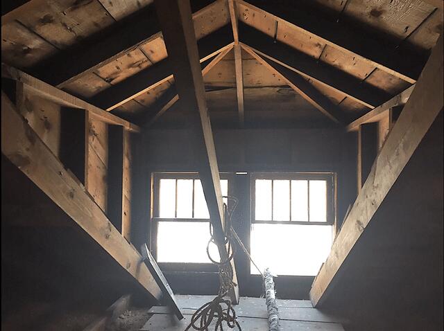 The attic prior to insulation work with Spray Foam