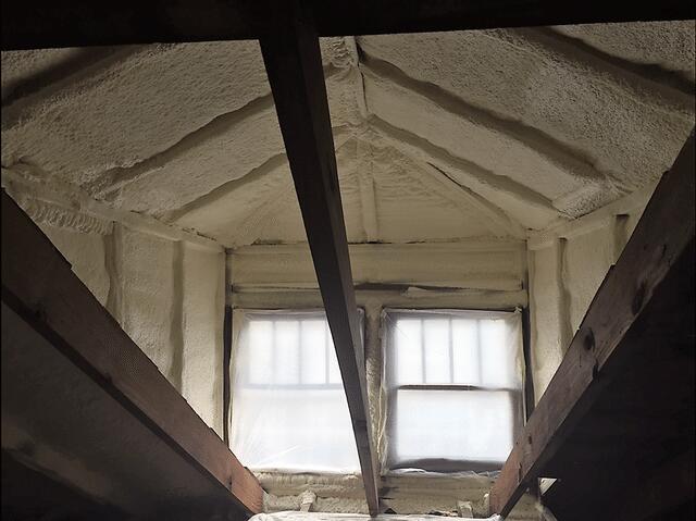 Portion of the attic after Spray Foam Insulation was Installed