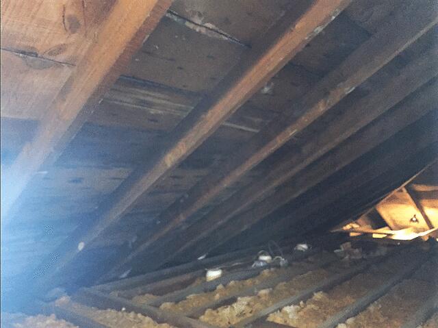 The attic prior to insulation work with Spray Foam