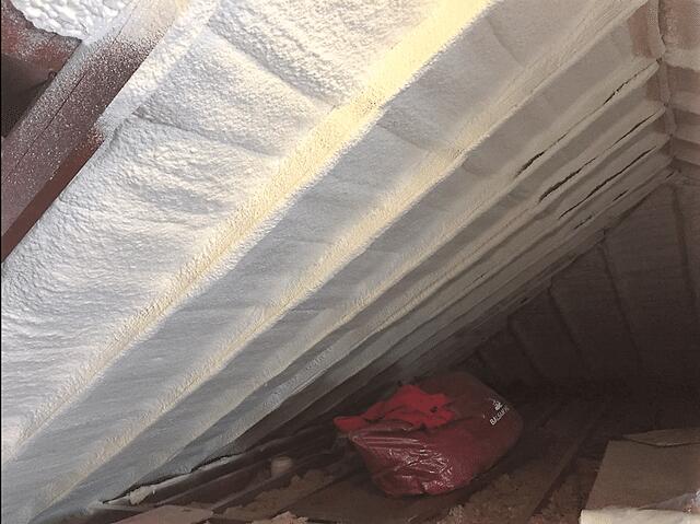 Portion of the attic after Spray Foam Insulation was Installed