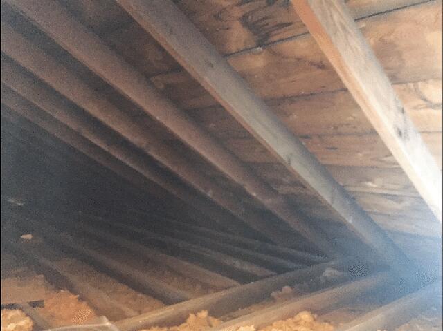 The attic prior to insulation work with Spray Foam