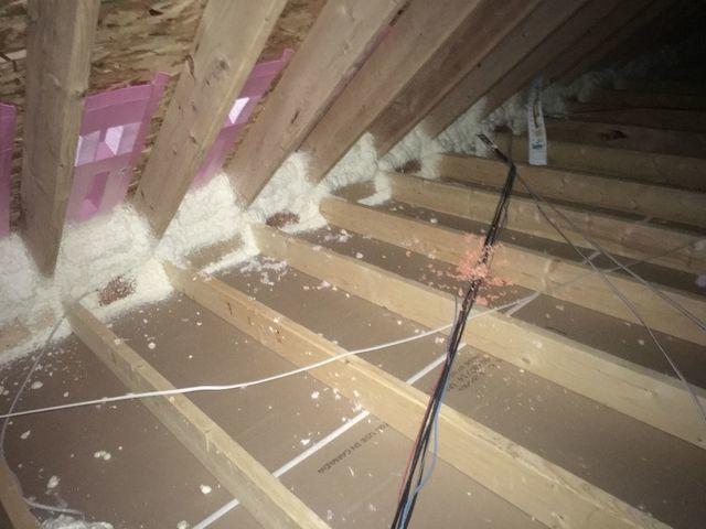 <p>Polyurethane Foam sits in the corners of the attic for additional insulation. </p>