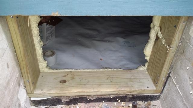 Wood was installed to frame out the entrance of the crawl space. This gave us something to screw an airtight door into for a solid seal, helping to keep unwanted air and water vapors out.