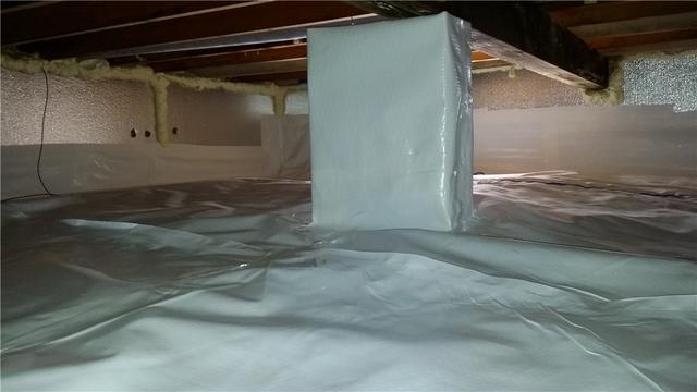 The finished crawl space is so much brighter and cleaner. Even the columns under the home are wrapped in our CleanSpace material for the greatest protection.