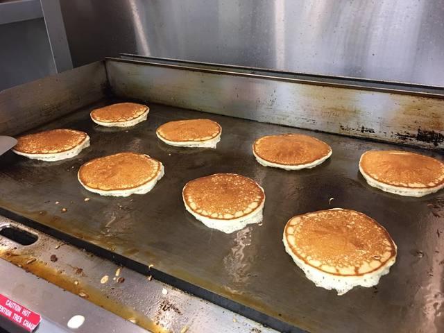 Bill Anderson, owner of DryZone making pancakes in Ellendale, DE