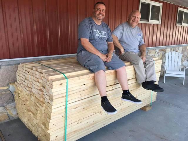 DryZone's Own Bill Anderson with Jim Weller on the Pallet of Wood in Ellendale, DE