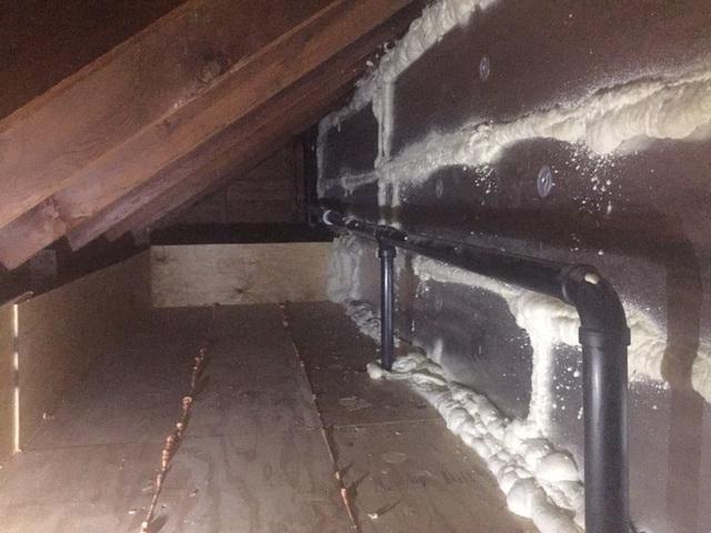 A storage deck was installed to make walking in attic easy and items will not rest on insulation in between studs anymore. Under the storage deck is dense packed with cellulose to insulate the area.