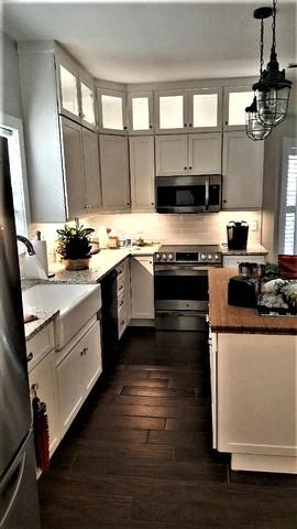 Rustic Pendant Lighting Added During Remodel.