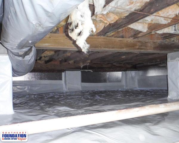 By installing the CleanSpace Encapsulation System along with EZ Flow we are able to rid the crawl space of any water either from the ground or from the foundation walls.