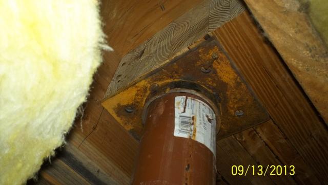 <p>This existing lally column in the basement was improperly installed by the original builder. It was missing a load point from the above floor.</p>