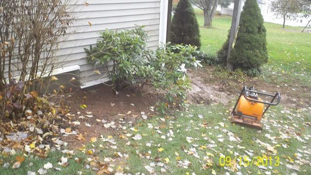 <p>The foundation was lifted and the landscaping reinstalled.</p>