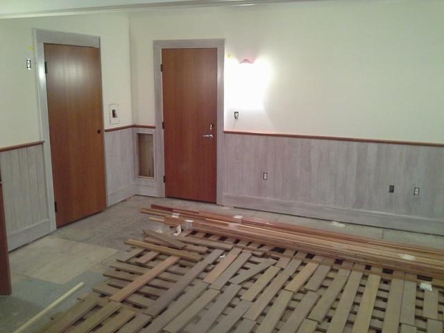 Completed wainscoting staining