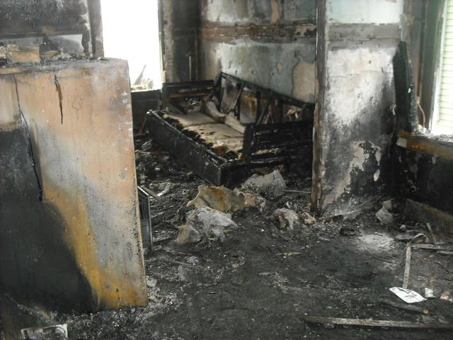 Fire Damaged this Bridgeport Living Room