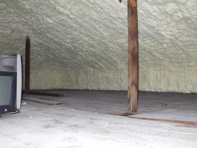 This attic is now air tights due to the installation of spray foam in this space.