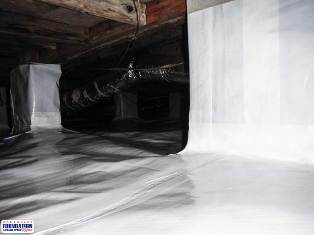 By installing the CleanSpace Encapsulation System Southeast Foundation and Crawl Space Repair is able to reduce the moisture level and humidity in the crawl space making it impossible for mold and mildew to go with a humidity less than 55% relative humidity.