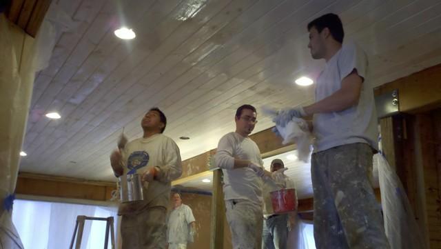 Ceiling staining in progress