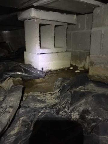 Post and Walls Left Bare in this Crawl Space in Felton, DE
