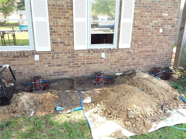 <p>Each home may require a different number of piers to lift the home into place, it depends how bad the foundation is! Here you can see we are using three piers.&nbsp;</p>