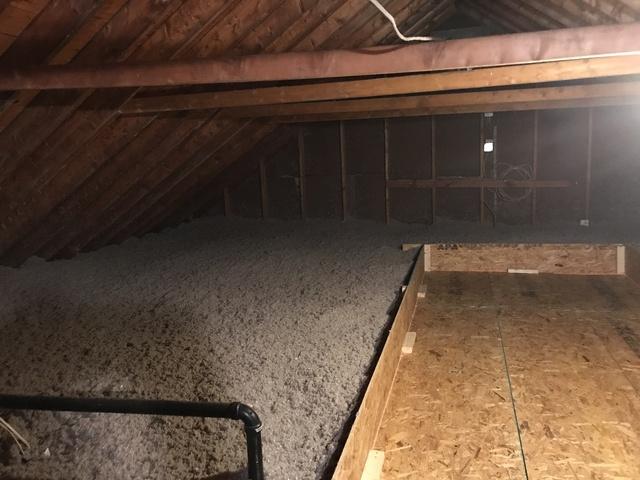 SuperDeck in attic with TruSoft blown cellulose insulation