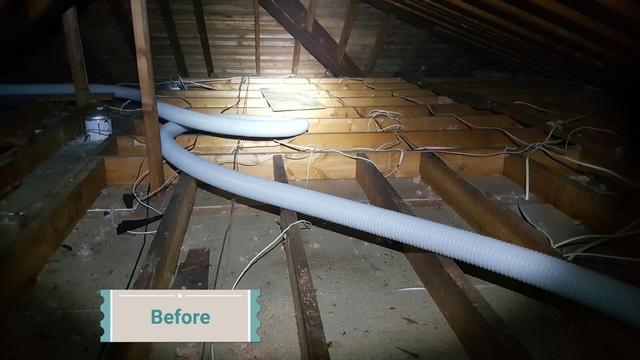 Before adding the insulation, we first needed to remove the fiberglass insulation and then disinfect and deodorize the attic.