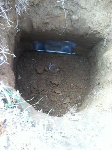 Close up of earth anchor installation in Richland, IN