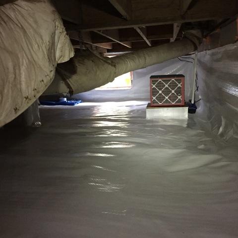 Dehumidifier Installed to Control Crawl Space Air Temp.