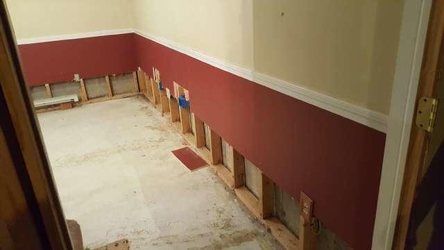 Half wall restoration is done to restore the basement's wall where mold or moisture damage has affected the wall. These issues typically affect the bottom of the walls and not the top, which is why we only replace the bottom.