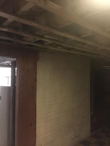 Cement wall and joists after treatment