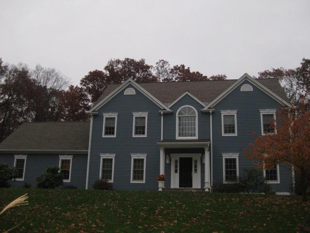 Fresh blue paint with white trim