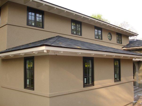 New construction with painted stucco