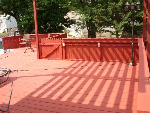 Red painted deck