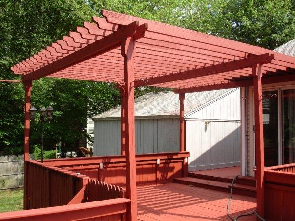 Red painted deck & awning