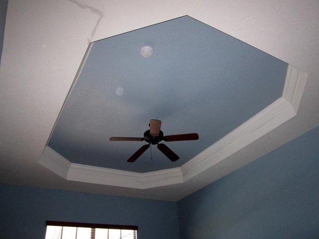 <p>This is an example of a two-toned tray ceiling painted in CT by Scholar workers. As you can see, the different colors on each layer really help the design of the tray ceiling to be a focal point in the room.</p>