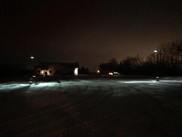 Parking lot lighting before at Palmyra, NY church