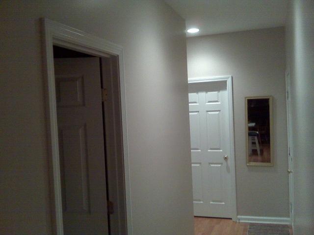 Beige color continued into hallway