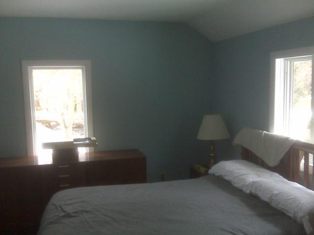 Bedroom with blue paint