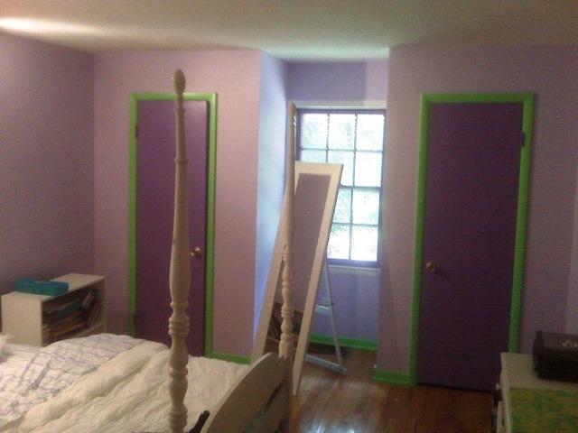 Green and purple bedroom