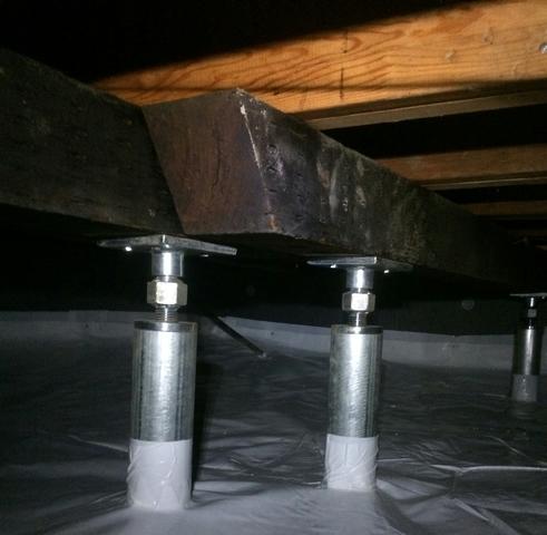 SmartJack crawlspace stabilizing system helps hold the floors up to prevent sagging , settling and other issues.