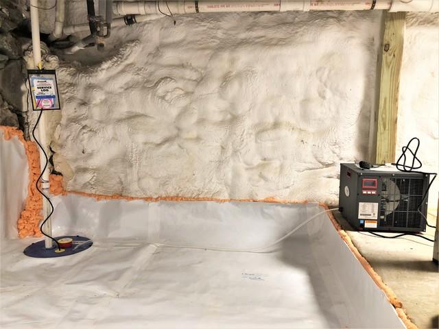 The Super Sump Pump will collect unwanted water that's drained through the  CleanSpace Drainage Matting(this is under the Clean Space).  The SaniDry Dehumidifier has a tube that runs directly into the pump.