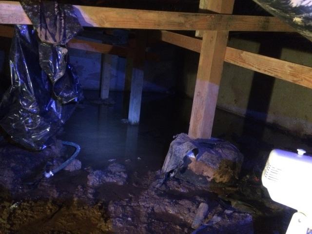 Standing water in the crawlspace can cause structural damage.