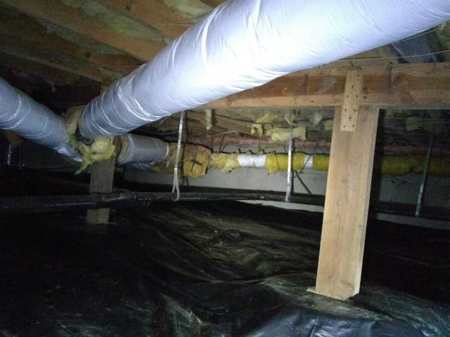 Duct Wrap Installed around pipes