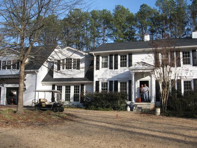 This is the front of the house after the new beaded vinyl siding was installed