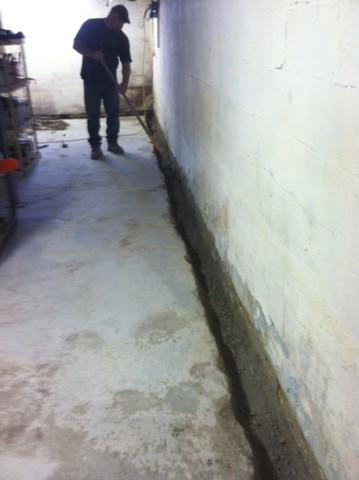 Waterguard Trenching Underway in Owensboro KY Basement