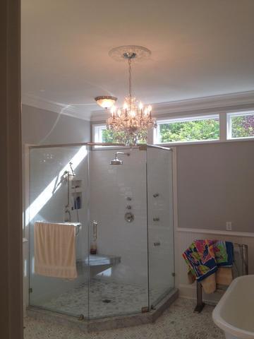 Chandelier Installation in Ladson, SC Bathroom.