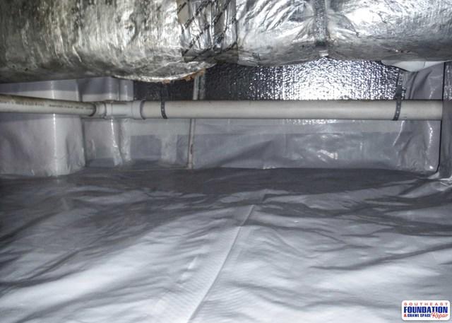 The CleanSpace Liner can be cut and custom fitted around objects in the crawl space such as pipes.