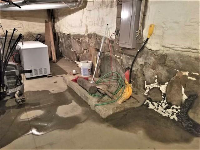 Here you can see where water was coming into the basement.  This was a small amount compared to what comes in when it rains.