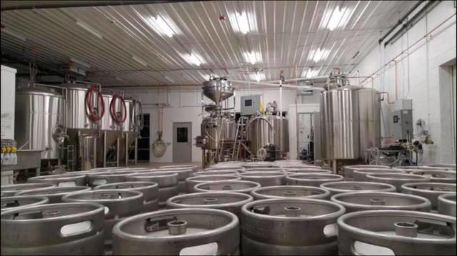 Here is the overhead lighting in the keg room giving ample lighting to their workforce in this Geneva, NY brewery.