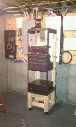 Equipment rack & wires after cleanup. Structure wire cable, phone network, internet, music & video distribution